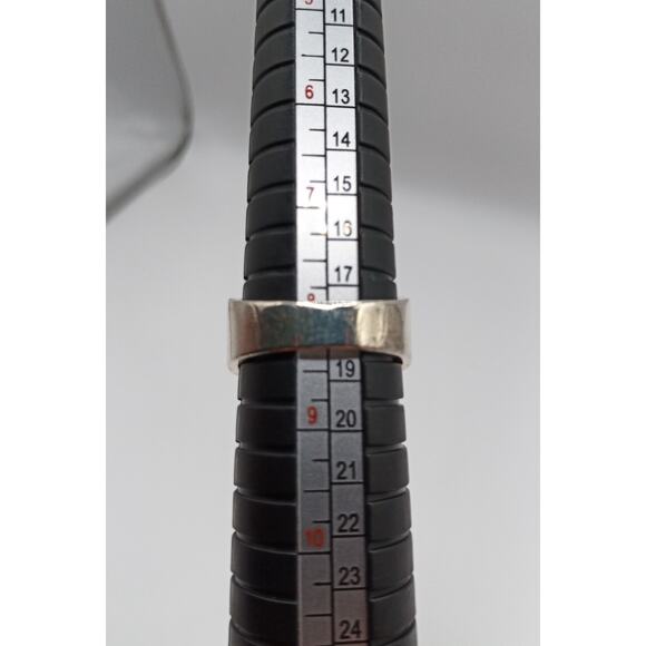 Silver Tone Swirl Design Ring with Blue Stones Size 8.25 Statement Band - Picture 2 of 3